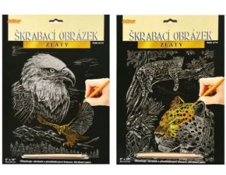 Obrázek z Škrabací obrázek zlatý (orel, leopard) 